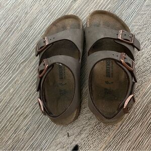 Birkenstock Kids Brown Double-Strap Sandals with Copper Buckles